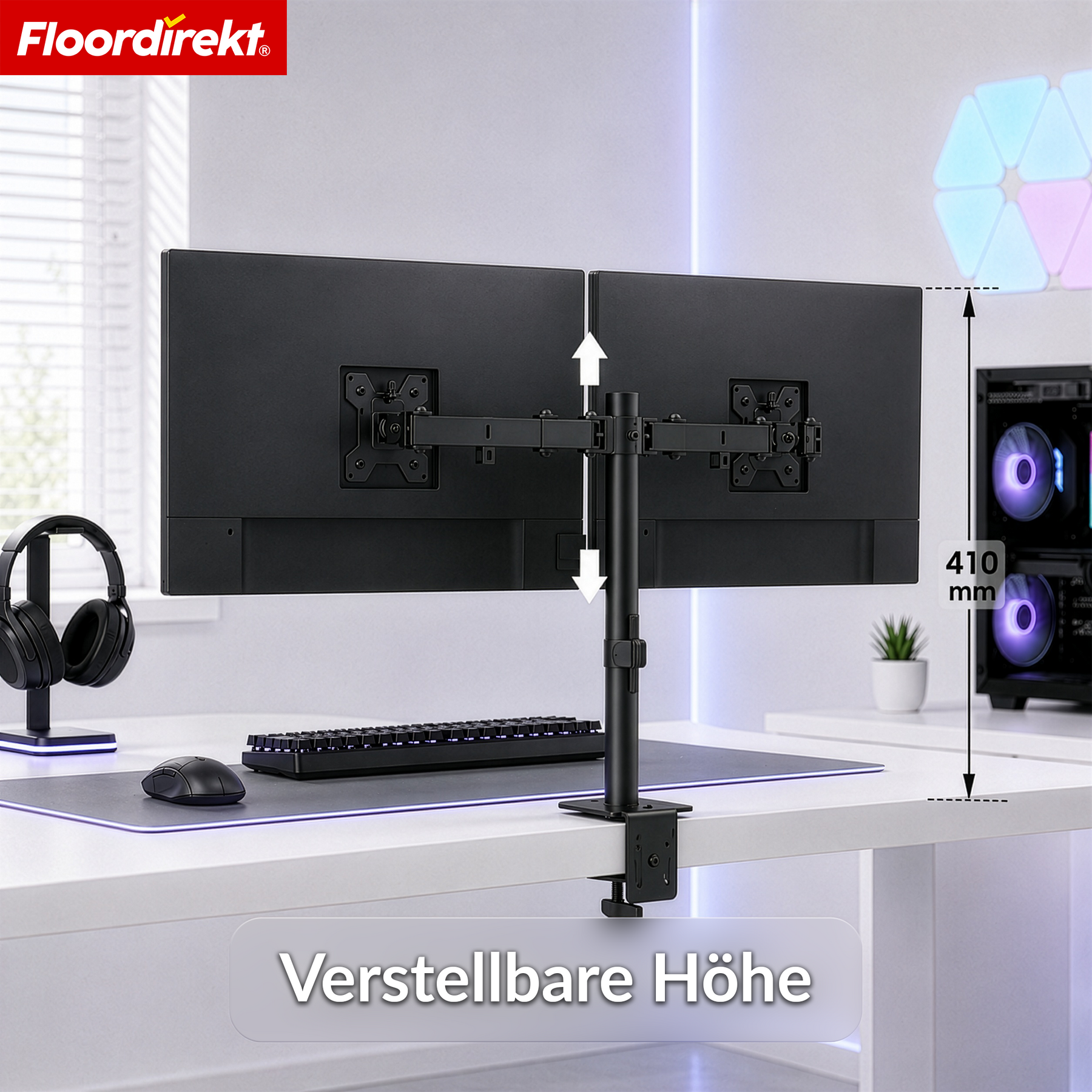 Monitorarm | Flexibel verstellbare Monitorhalterung mit Tischklemme für 1 oder 2 Monitore