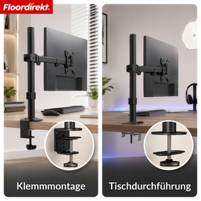 Monitorarm | Flexibel verstellbare Monitorhalterung mit Tischklemme für 1 oder 2 Monitore