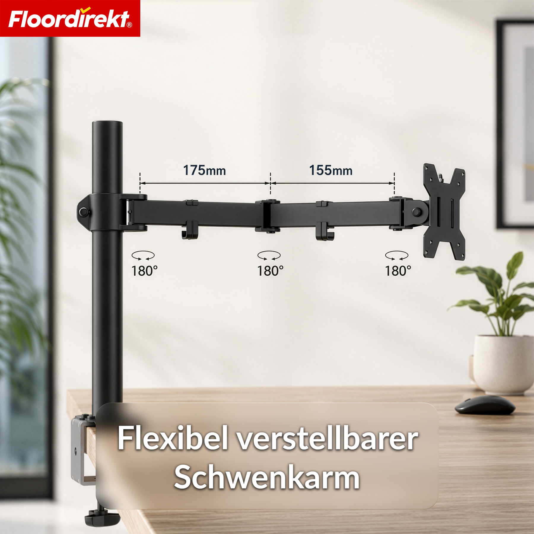 Monitorarm | Flexibel verstellbare Monitorhalterung mit Tischklemme für 1 oder 2 Monitore
