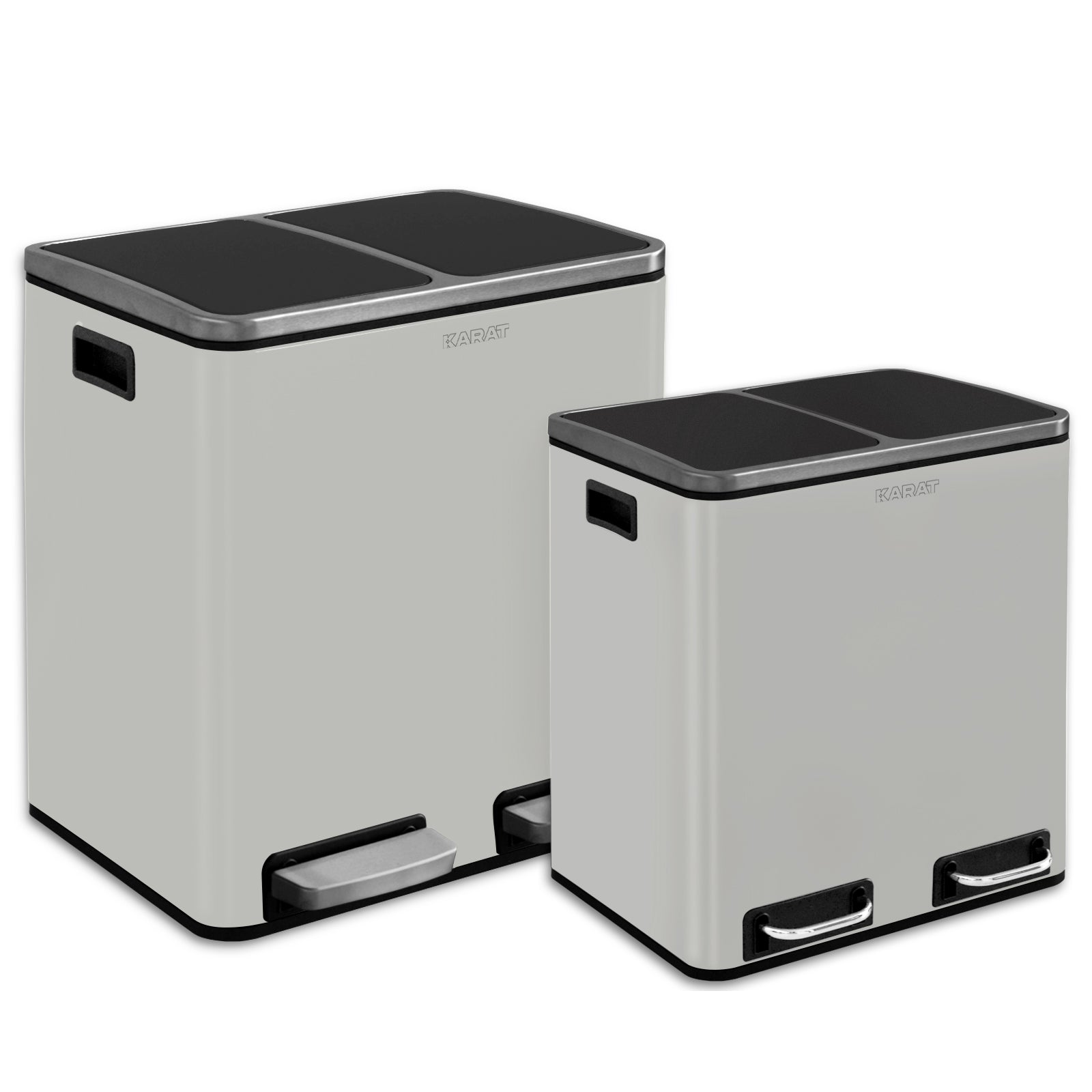 Mülleimer Felix aus Edelstahl | Trennsystem | Mit Schließdämpfer