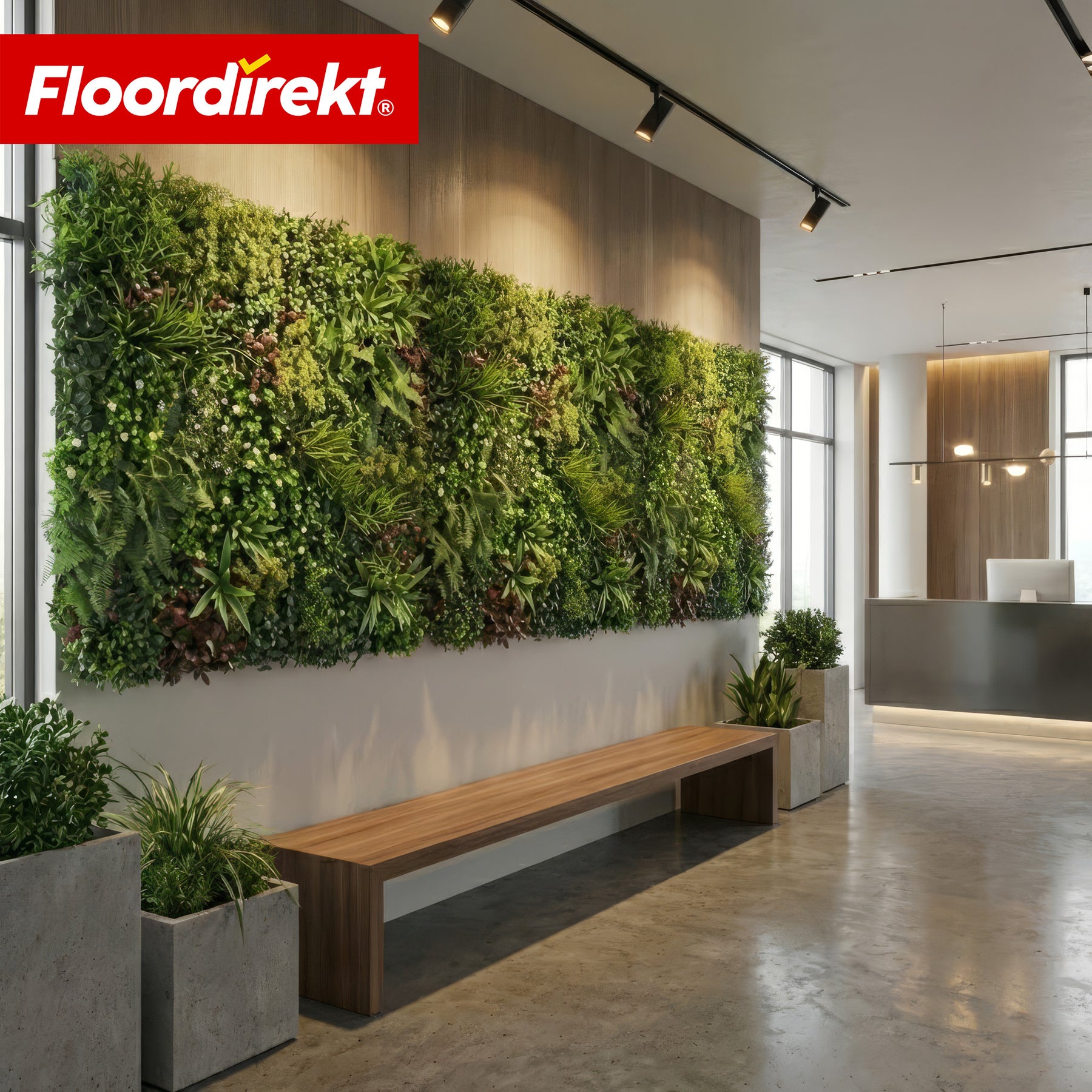 Pflanzenwand | Wonderland | Realistisches Kunstpflanzen-Panel | Formstabil, sonnenbeständig & erweiterbar | 100 × 100 cm