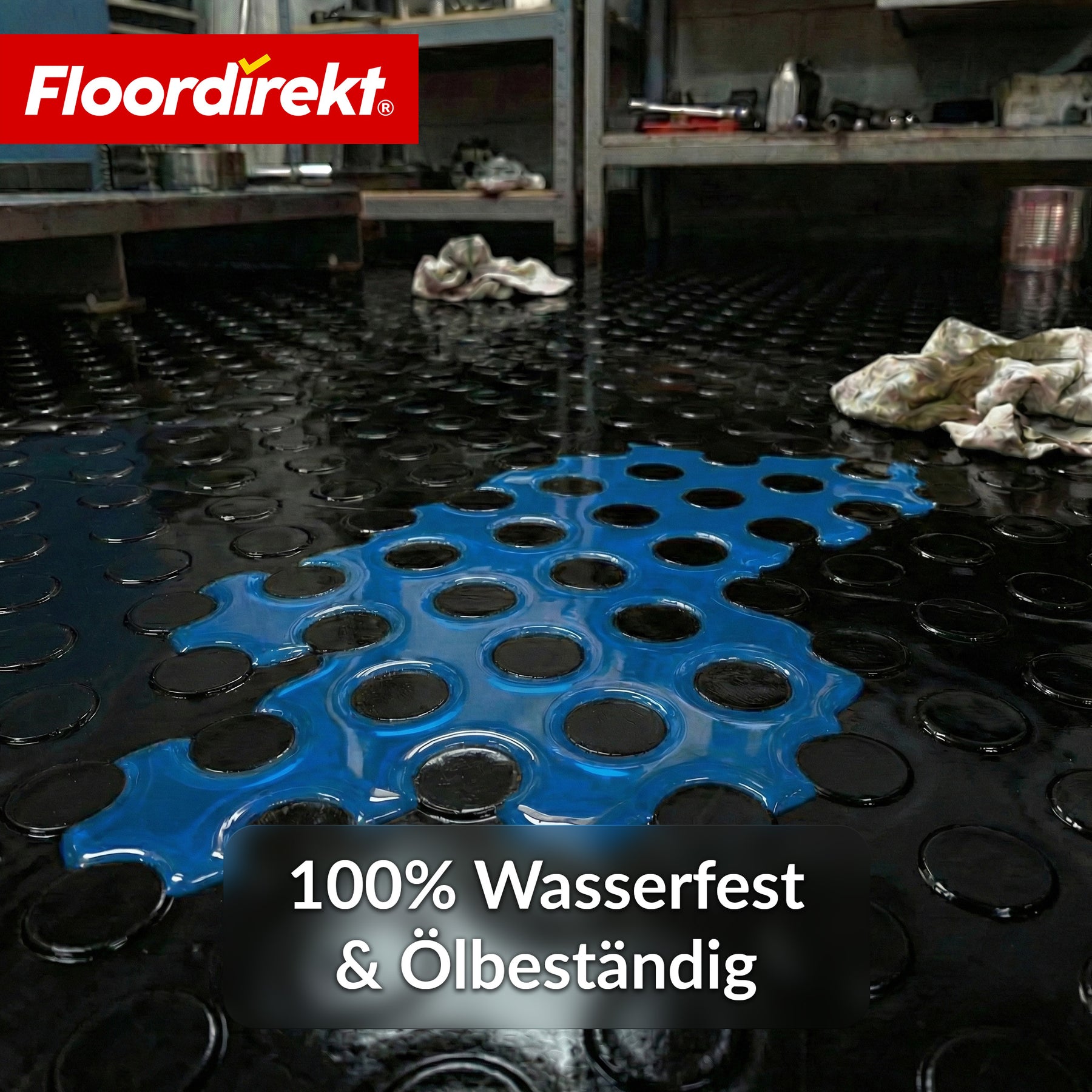 PVC-Bodenbelag | Coin Mirror | Coin-Optik Flachnoppen | Rutschfest & Pflegeleicht | Meterware / Zuschnitt nach Maß | 110 cm Breite