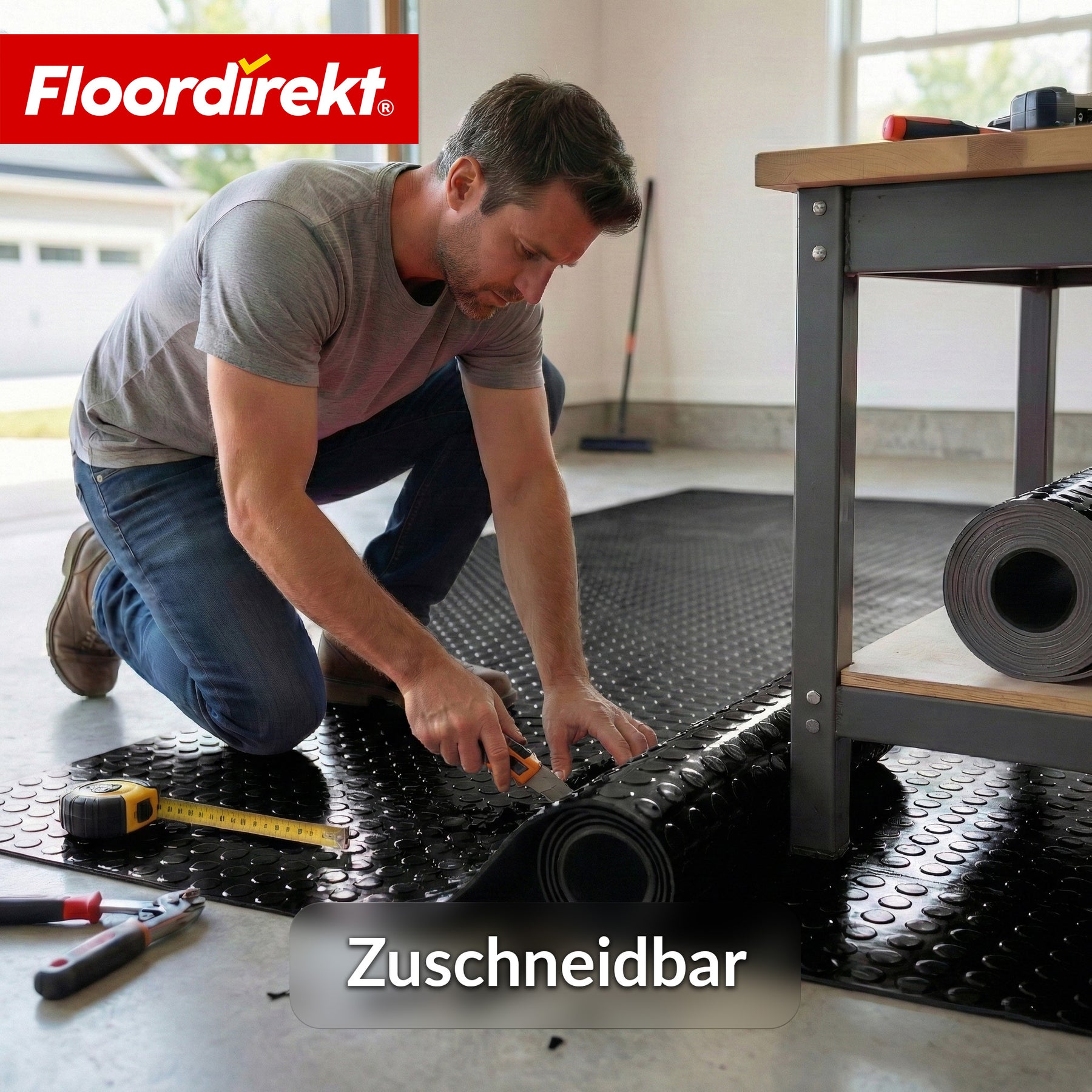 PVC-Bodenbelag | Coin Mirror | Coin-Optik Flachnoppen | Rutschfest & Pflegeleicht | Meterware / Zuschnitt nach Maß | 110 cm Breite