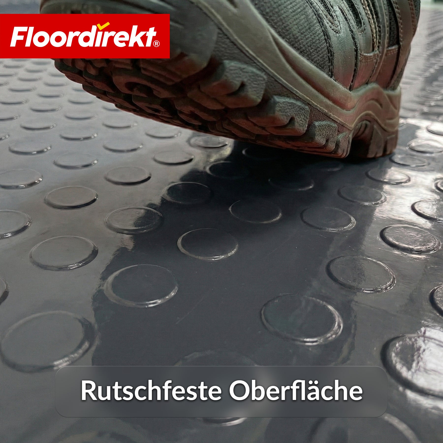 PVC-Bodenbelag | Coin Mirror | Coin-Optik Flachnoppen | Rutschfest & Pflegeleicht | Meterware / Zuschnitt nach Maß | 110 cm Breite