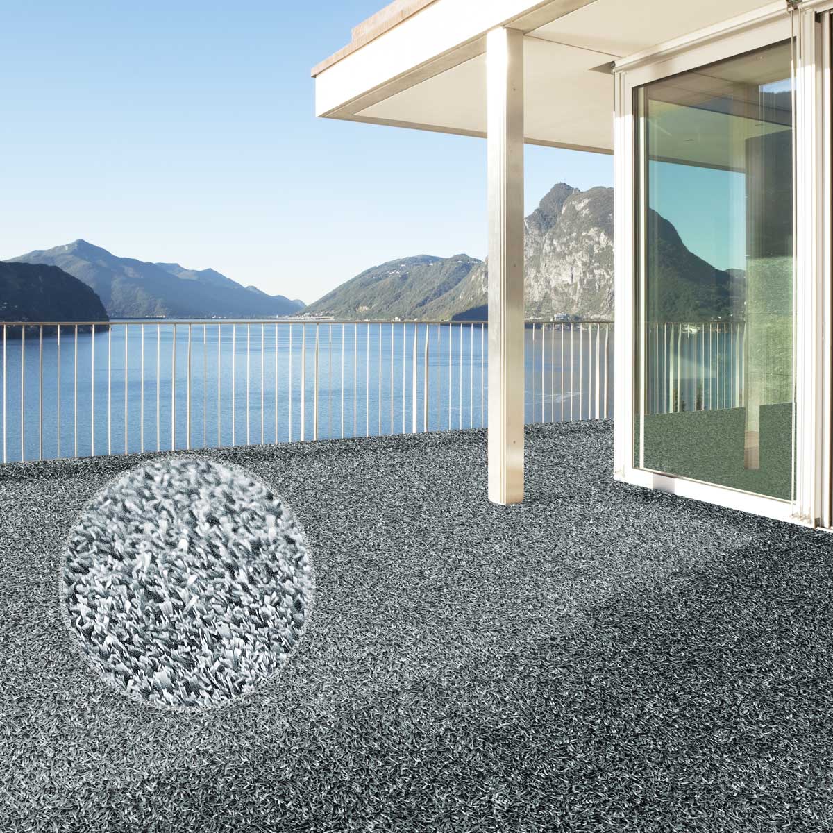 Kunstrasen Teppich Blau-grau – 700 X 250 Cm, Samtweich, Mit Drainage-Noppen Für Balkon & Terrasse