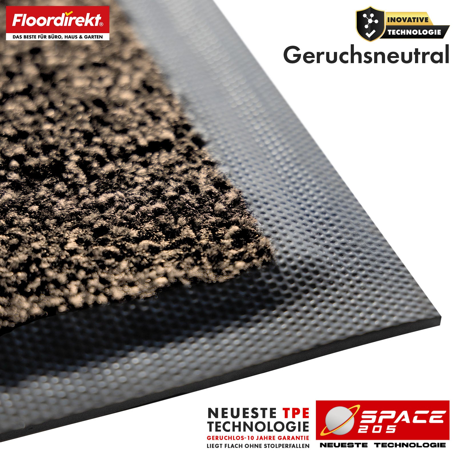 Schmutzfangmatte | Space 205 | Rutschfeste Fußmatte mit innovativer TPE-Technologie in Rand & Rückseite | Ideal für Eingänge, Flur & Haustür | In verschiedenen Farben & Größen