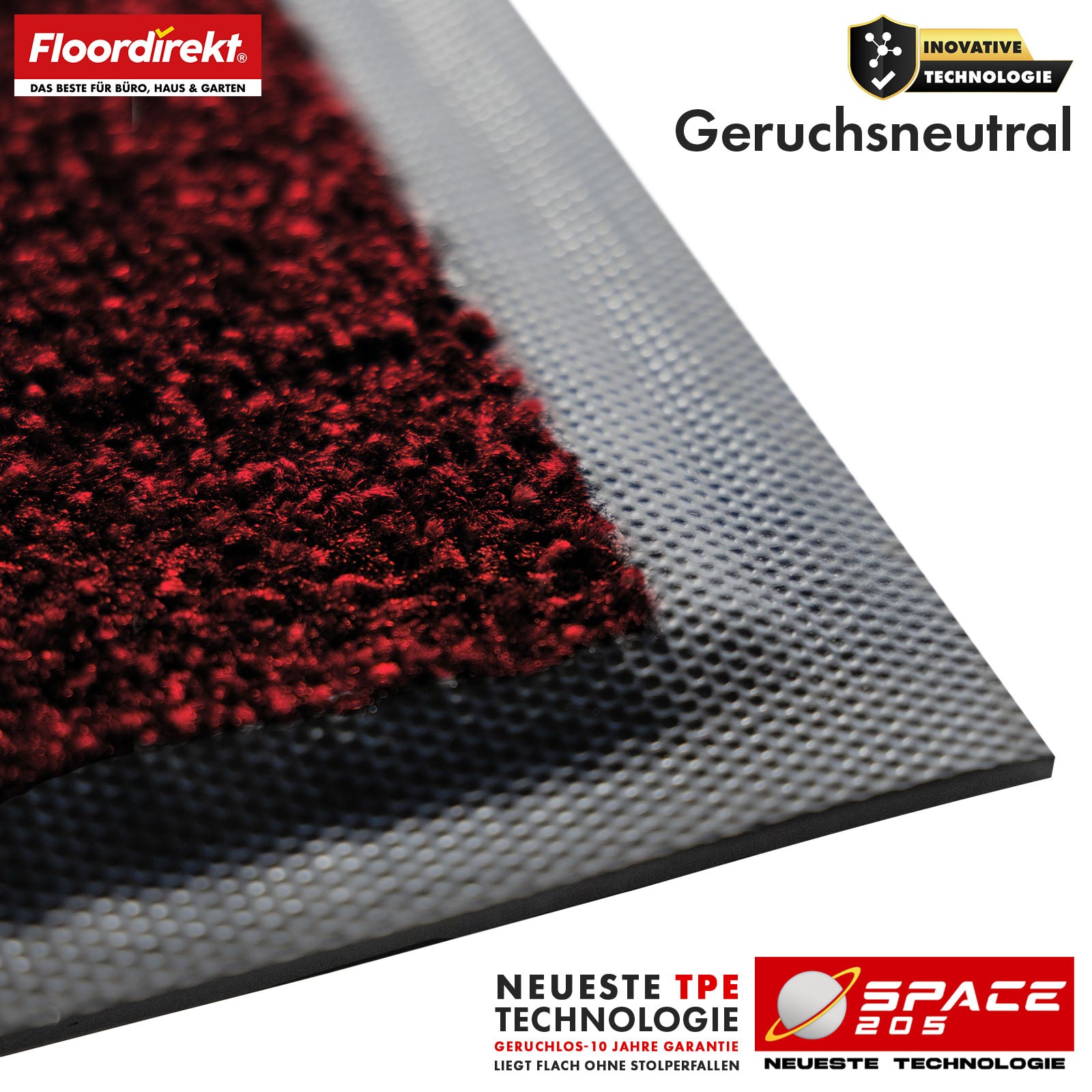 Schmutzfangmatte | Space 205 | Rutschfeste Fußmatte mit innovativer TPE-Technologie in Rand & Rückseite | Ideal für Eingänge, Flur & Haustür | In verschiedenen Farben & Größen