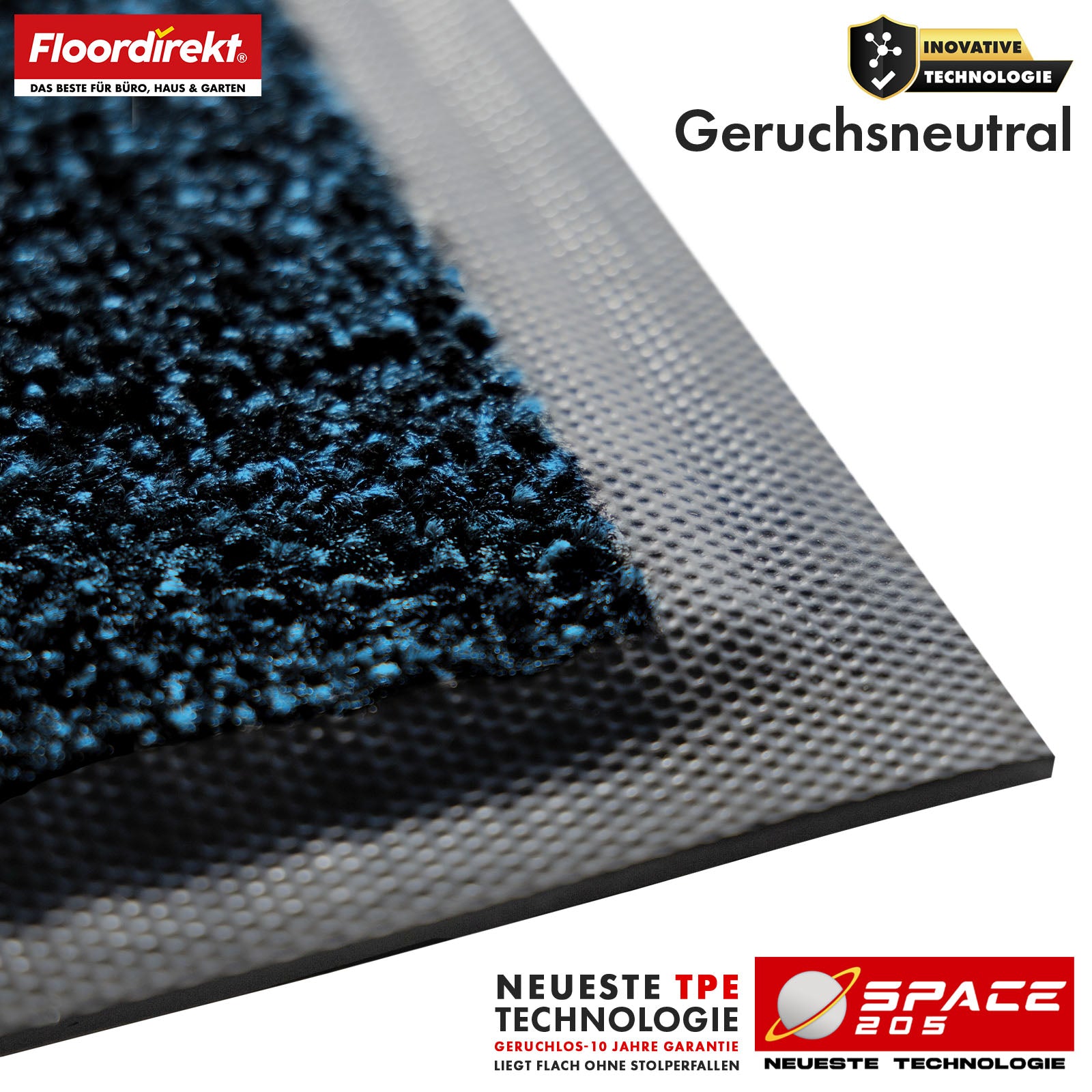 Schmutzfangmatte | Space 205 | Rutschfeste Fußmatte mit innovativer TPE-Technologie in Rand & Rückseite | Ideal für Eingänge, Flur & Haustür | In verschiedenen Farben & Größen