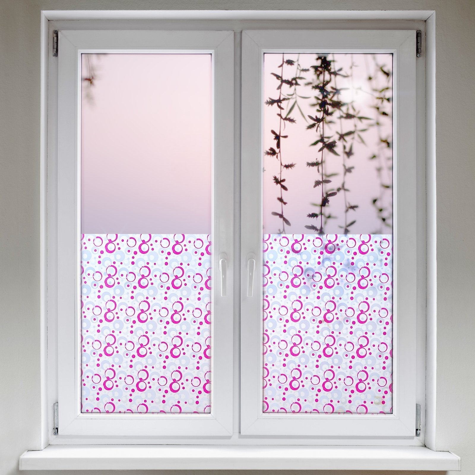 Selbstklebende Folie für Fenster | Dekorfolie Loops rosa