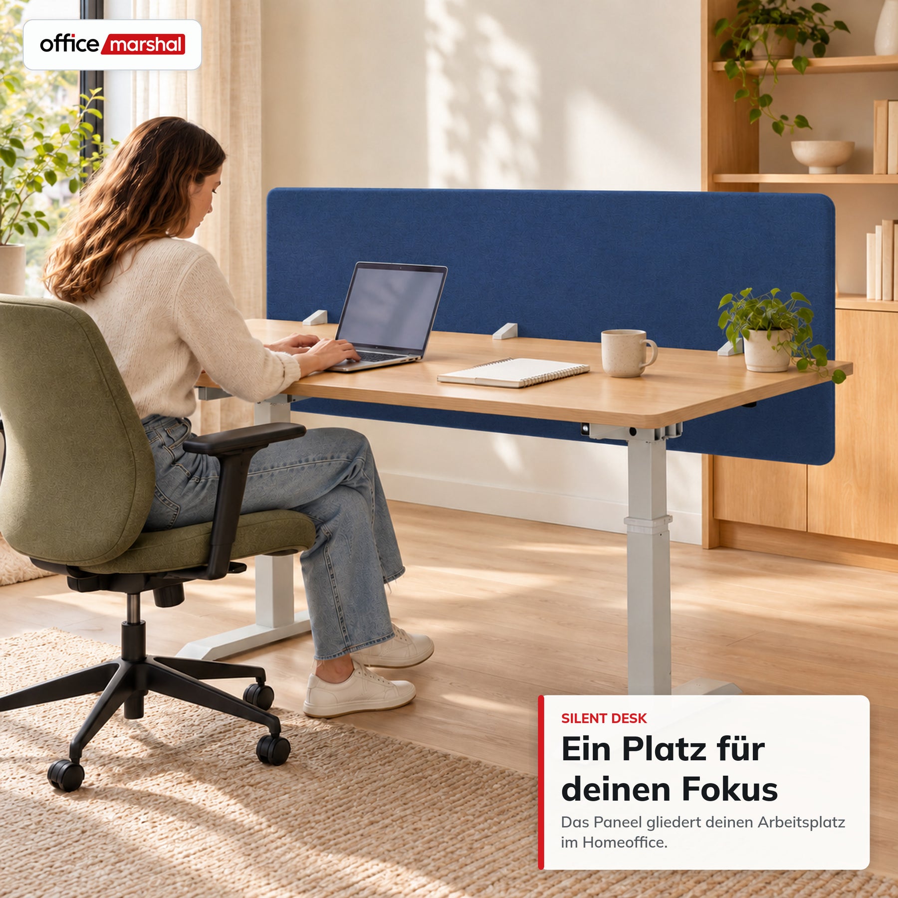 Akustik-Tischtrennwand | Silent Desk | Schreibtisch-Trennwand mit Polyesterbezug & Tischklemmen | 160 × 60 cm | 3 Farben