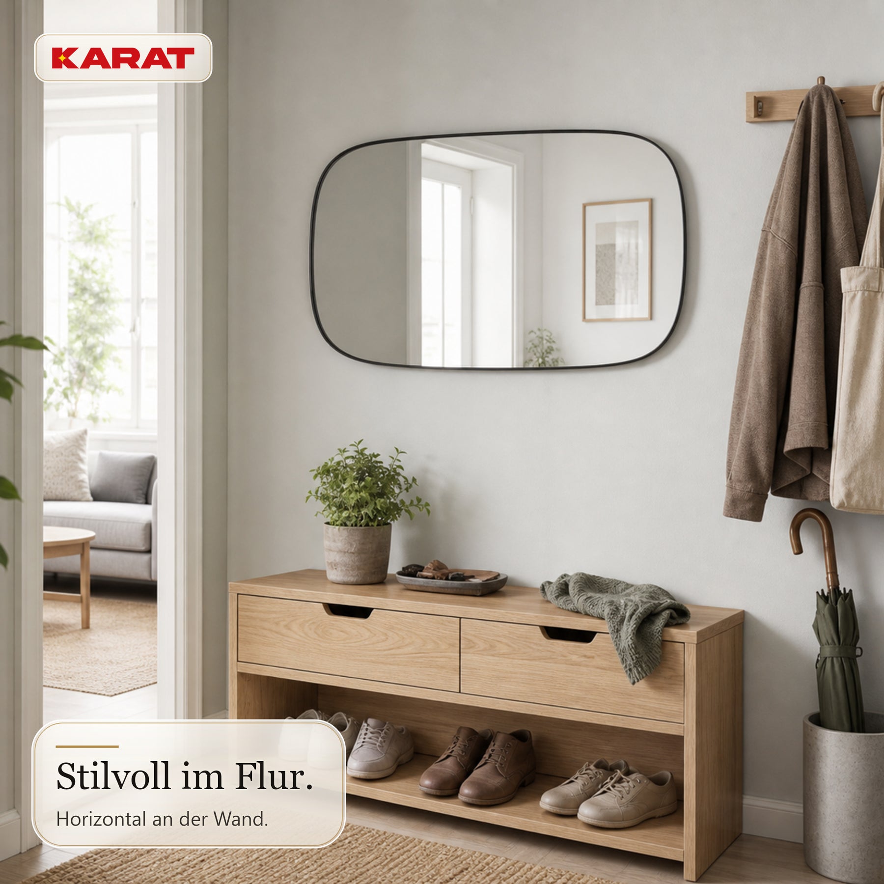 Wandspiegel | Alina | Moderner Spiegel mit grauem Aluminiumrahmen | 55 × 90 cm