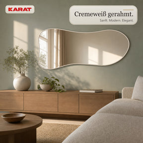 Ganzkörperspiegel | Mila | Organischer Wandspiegel mit cremeweißem Aluminiumrahmen | 65 × 150 cm