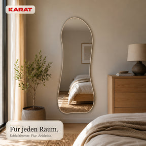 Ganzkörperspiegel | Mila | Organischer Wandspiegel mit cremeweißem Aluminiumrahmen | 65 × 150 cm
