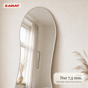 Ganzkörperspiegel | Mila | Organischer Wandspiegel mit cremeweißem Aluminiumrahmen | 65 × 150 cm