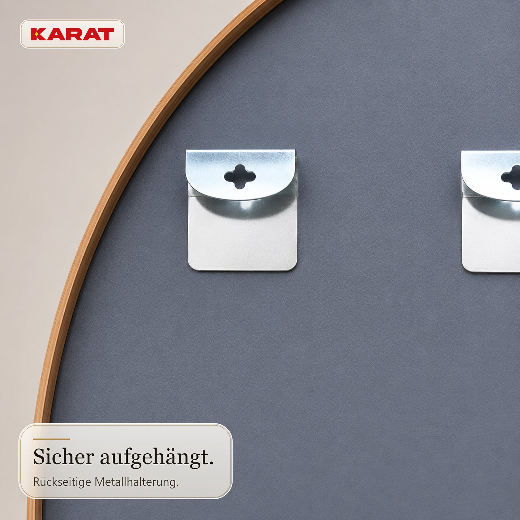 Ganzkörperspiegel | Nina | Organischer Wandspiegel mit Aluminiumrahmen in Holzoptik | 65 × 150 cm
