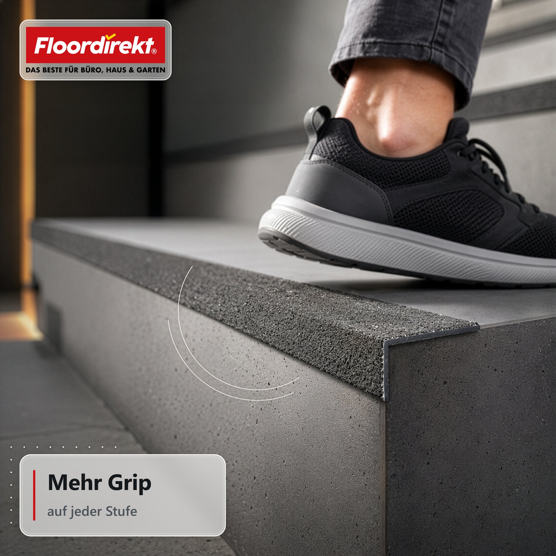 Treppenkantenprofil | Core | Rutschhemmendes GFK-Treppenprofil mit Aluminiumoxid-Beschichtung