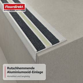 Treppenkantenprofil | Aura | Aluminium Anti-Rutsch-Profil mit nachleuchtendem Leuchtstreifen
