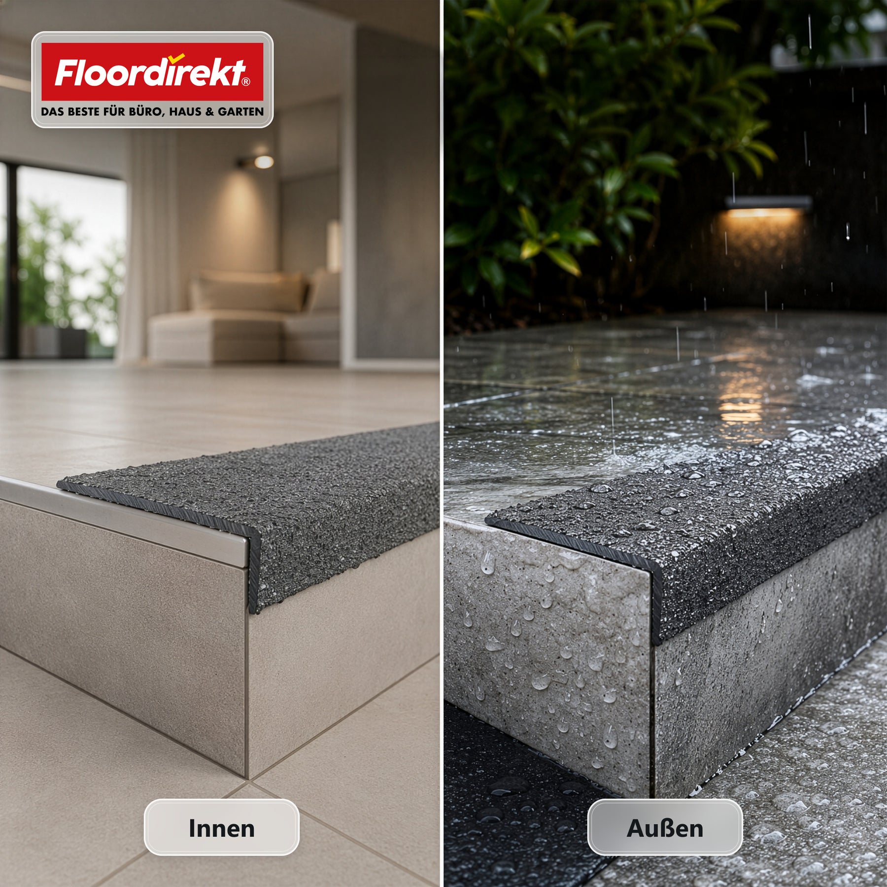 Treppenkantenprofil | Core | Rutschhemmendes GFK-Treppenprofil mit Aluminiumoxid-Beschichtung
