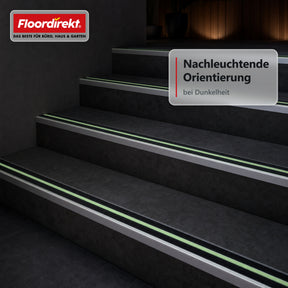 Treppenkantenprofil | Aura | Aluminium Anti-Rutsch-Profil mit nachleuchtendem Leuchtstreifen