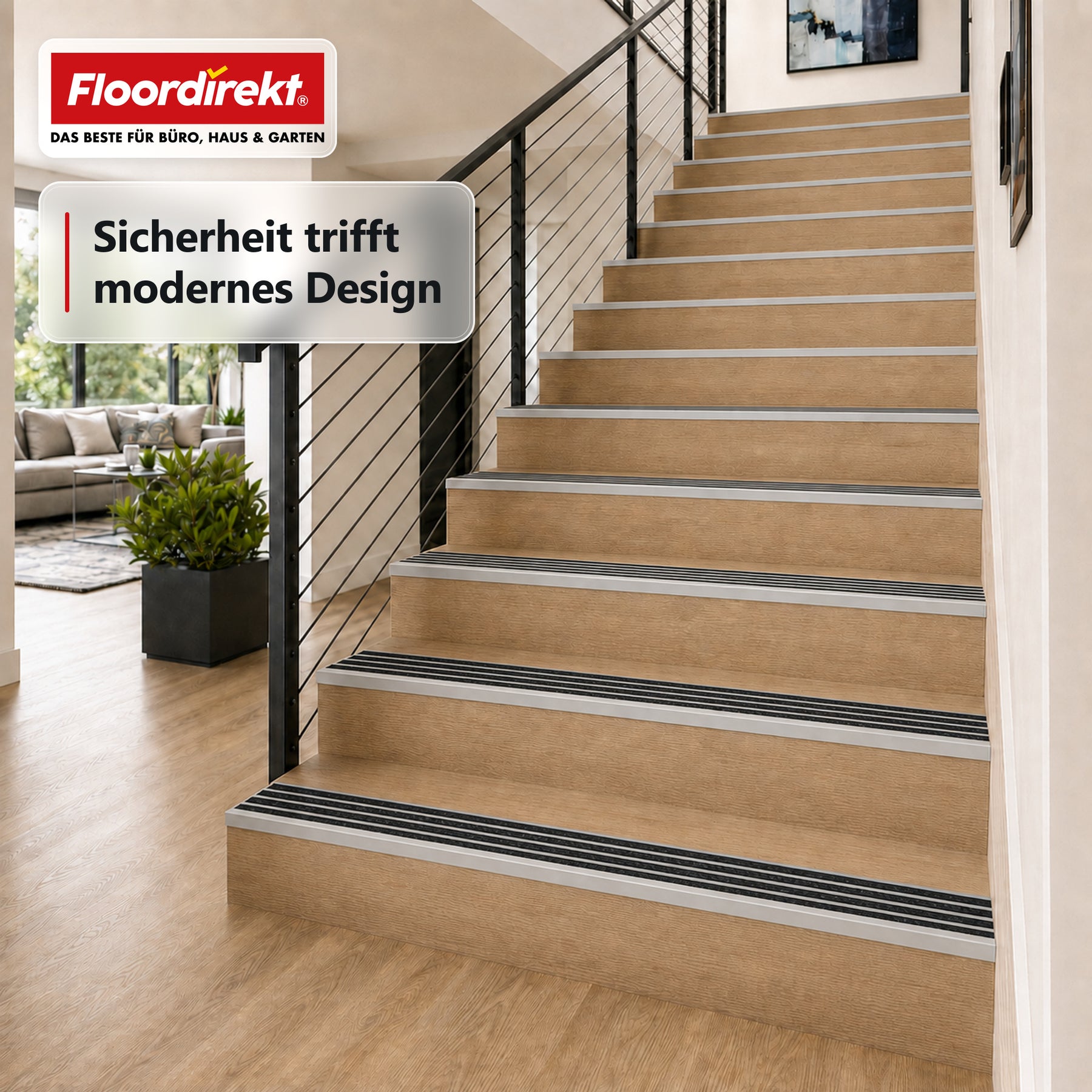 Treppenkantenprofil | Solid | Aluminium Anti-Rutsch-Profil mit Aluminiumoxid-Einlage