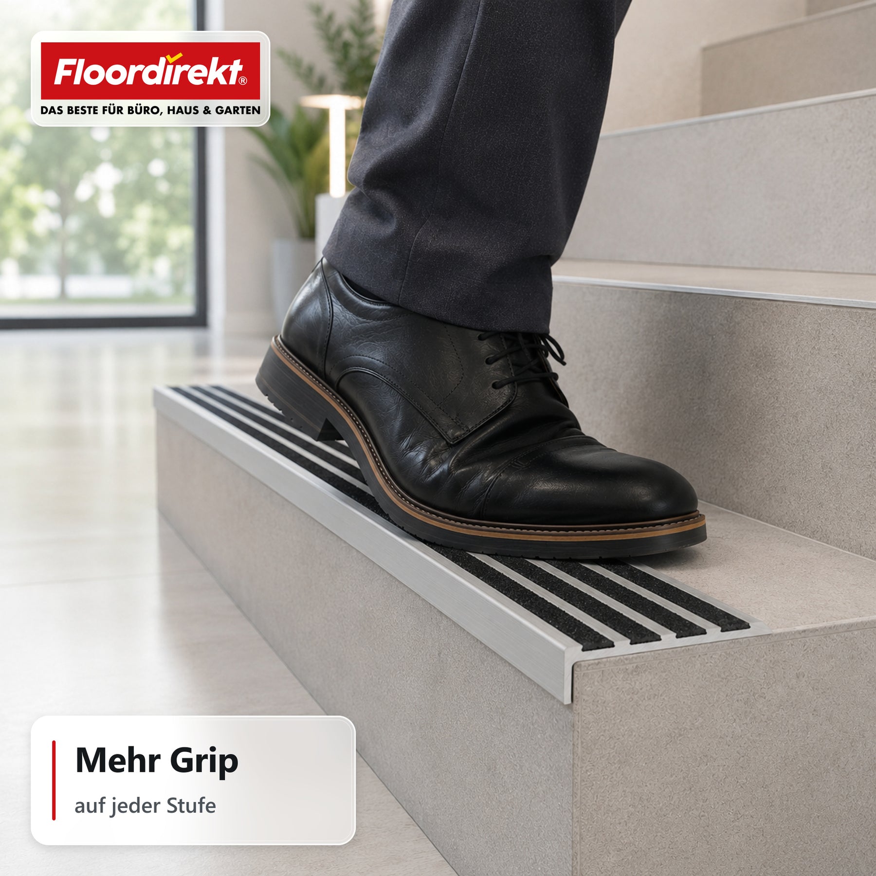 Treppenkantenprofil | Solid | Aluminium Anti-Rutsch-Profil mit Aluminiumoxid-Einlage