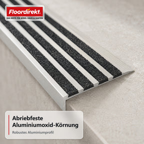 Treppenkantenprofil | Solid | Aluminium Anti-Rutsch-Profil mit Aluminiumoxid-Einlage