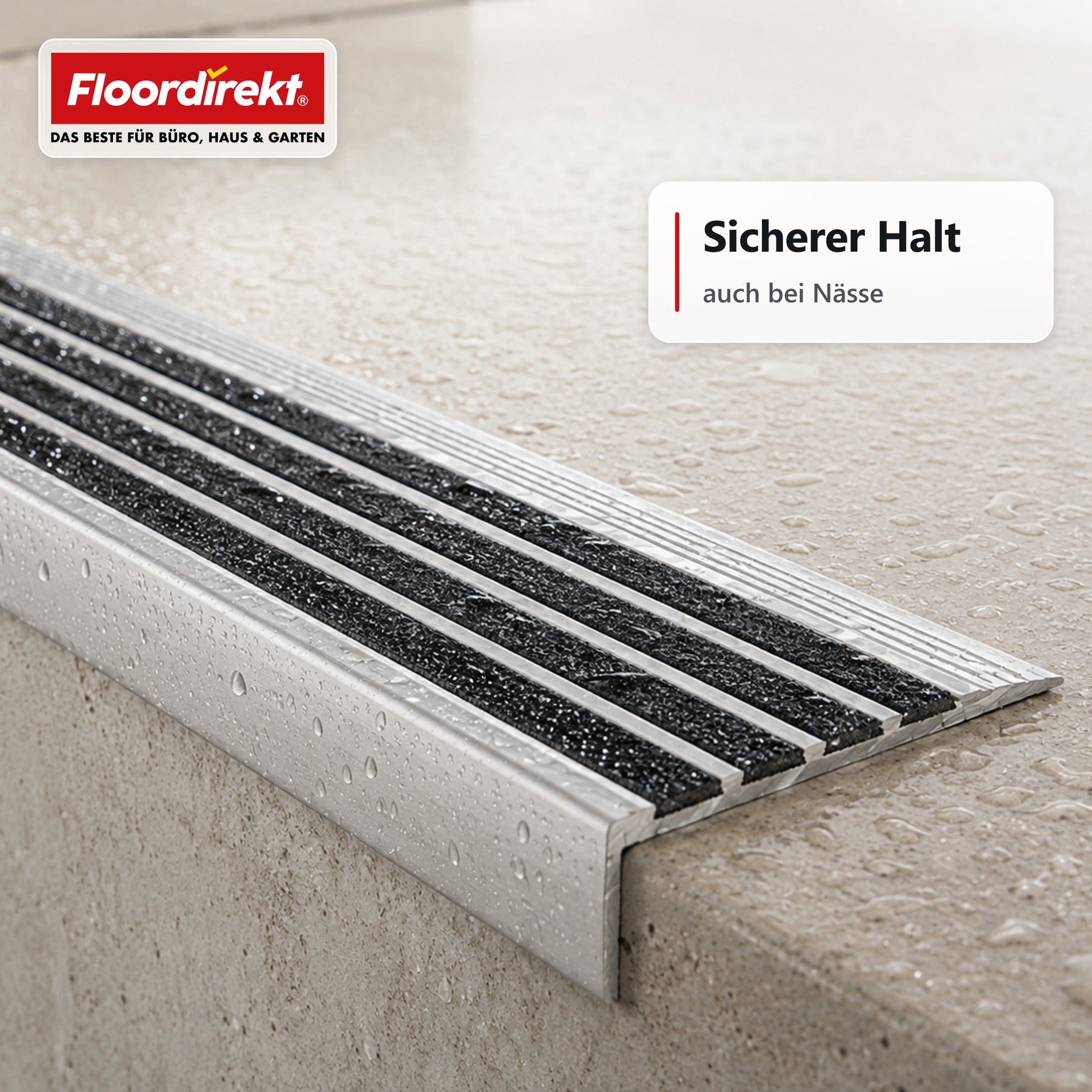 Treppenkantenprofil | Solid | Aluminium Anti-Rutsch-Profil mit Aluminiumoxid-Einlage