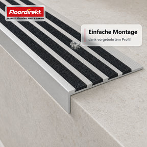 Treppenkantenprofil | Solid | Aluminium Anti-Rutsch-Profil mit Aluminiumoxid-Einlage