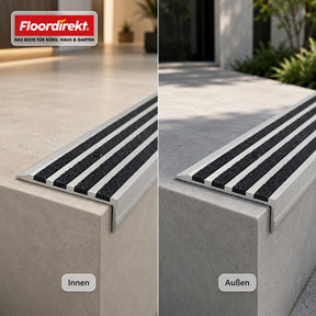 Treppenkantenprofil | Solid | Aluminium Anti-Rutsch-Profil mit Aluminiumoxid-Einlage