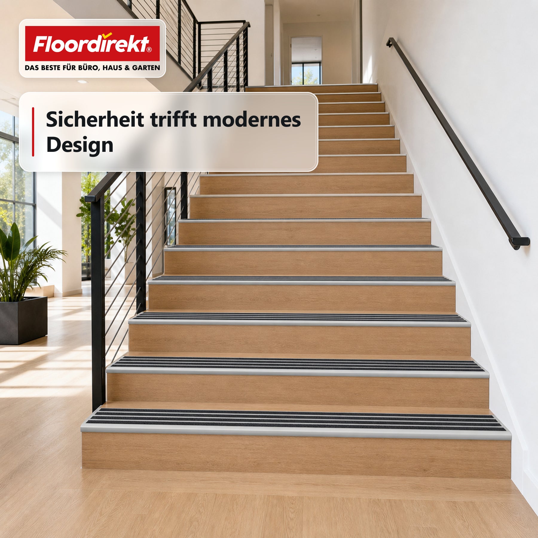 Treppenkantenprofil | Titan | Aluminium Anti-Rutsch-Profil mit rutschhemmender Einlage