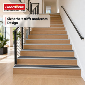 Treppenkantenprofil | Titan | Aluminium Anti-Rutsch-Profil mit rutschhemmender Einlage