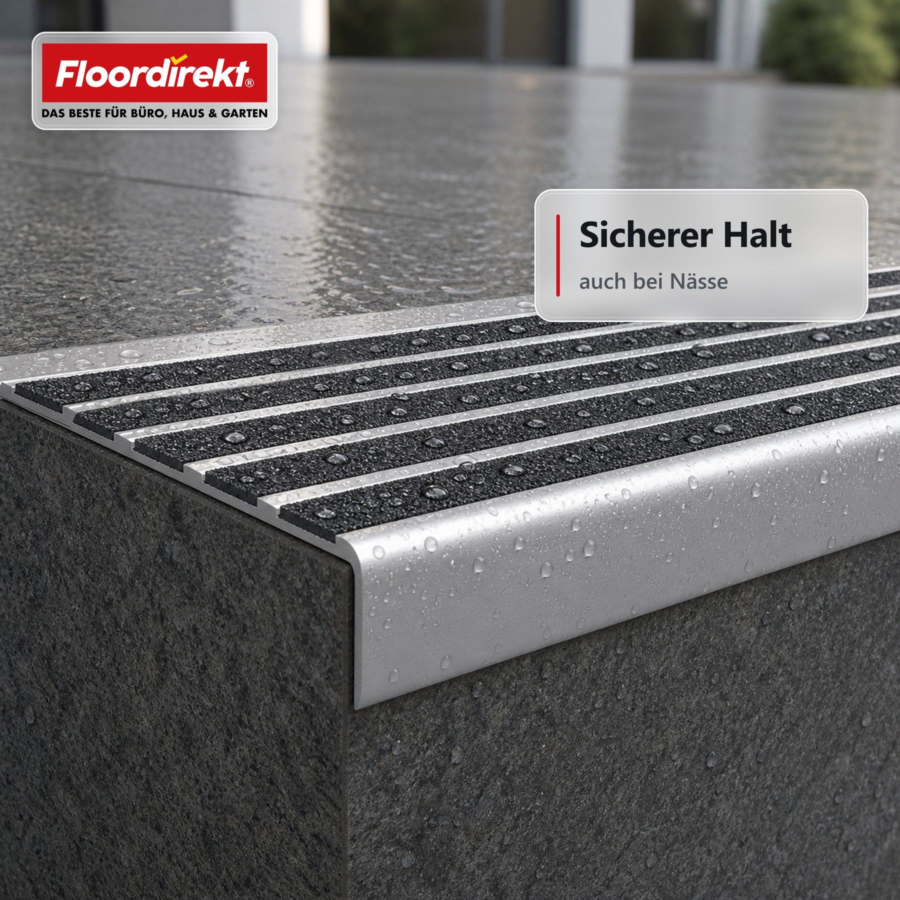 Treppenkantenprofil | Titan | Aluminium Anti-Rutsch-Profil mit rutschhemmender Einlage