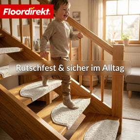 Stufenmatten | Madrid | Halbrunde Shaggy Treppenstufenmatte, selbstklebend & schalldämmend