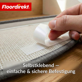 Stufenmatten | Madrid | Halbrunde Shaggy Treppenstufenmatte, selbstklebend & schalldämmend