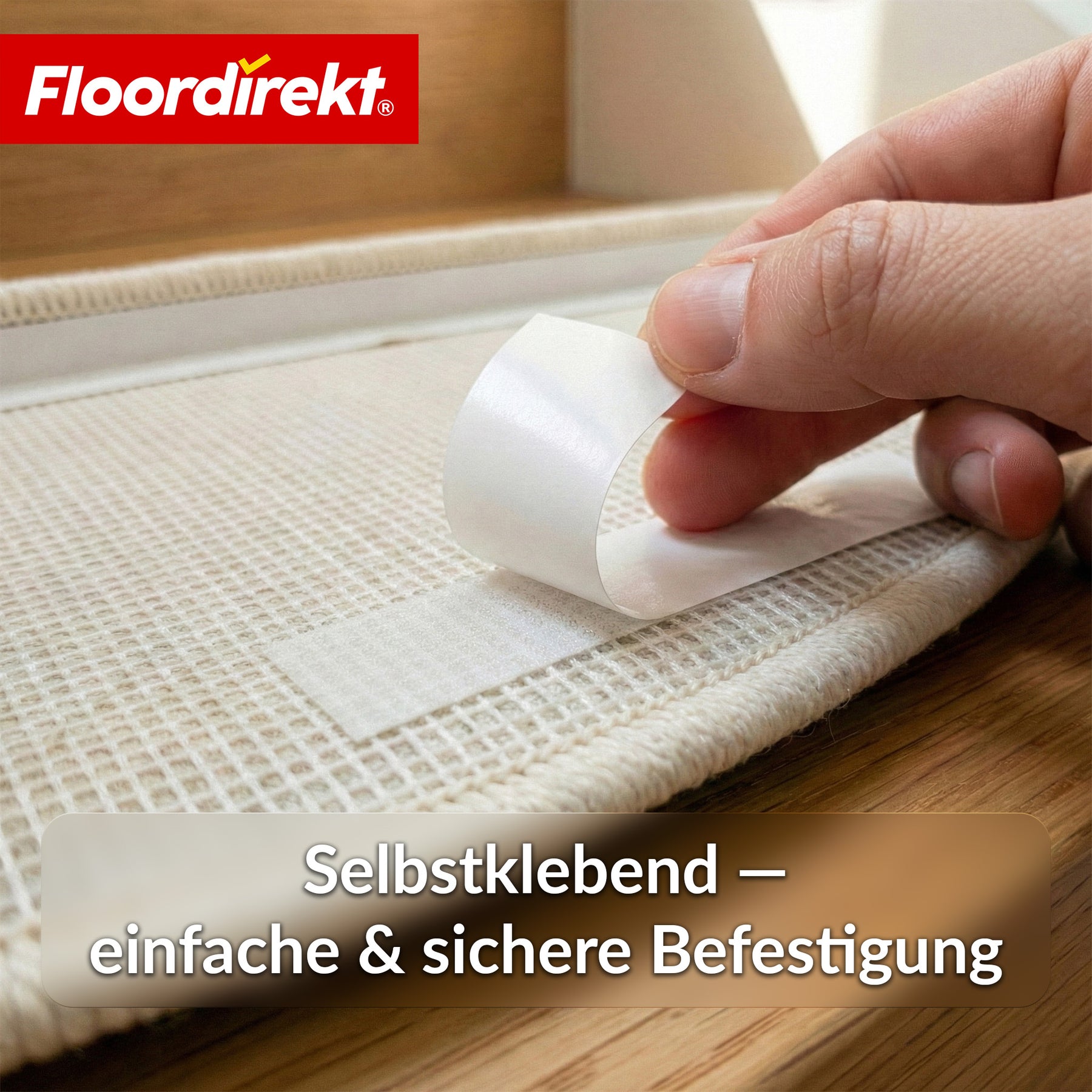 Stufenmatten | Madrid | Halbrunde Shaggy Treppenstufenmatte, selbstklebend & schalldämmend