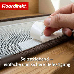 Stufenmatten | Madrid | Halbrunde Shaggy Treppenstufenmatte, selbstklebend & schalldämmend