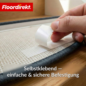 Stufenmatten | Madrid | Halbrunde Shaggy Treppenstufenmatte, selbstklebend & schalldämmend