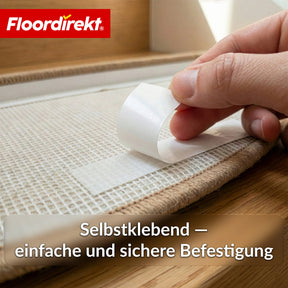 Stufenmatten | Madrid | Halbrunde Shaggy Treppenstufenmatte, selbstklebend & schalldämmend