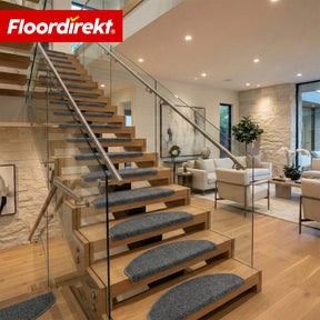 Stufenmatten | Madrid | Halbrunde Shaggy Treppenstufenmatte, selbstklebend & schalldämmend