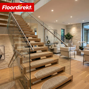 Stufenmatten | Madrid | Halbrunde Shaggy Treppenstufenmatte, selbstklebend & schalldämmend