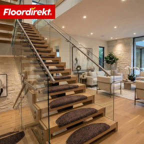 Stufenmatten | Madrid | Halbrunde Shaggy Treppenstufenmatte, selbstklebend & schalldämmend