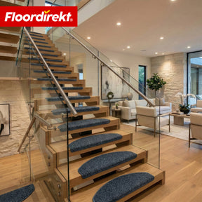 Stufenmatten | Madrid | Halbrunde Shaggy Treppenstufenmatte, selbstklebend & schalldämmend