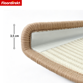 Sisal Stufenmatte | Pearl | Halbrunde rutschfeste Treppenmatte, schalldämmend & langlebig