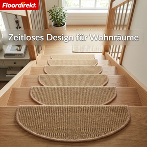 Sisal Stufenmatte | Pearl | Halbrunde rutschfeste Treppenmatte, schalldämmend & langlebig