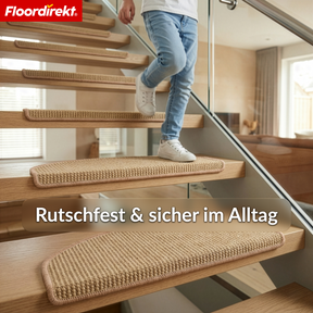 Sisal Stufenmatte | Pearl | Halbrunde rutschfeste Treppenmatte, schalldämmend & langlebig