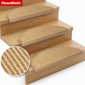 Sisal Stufenmatte | Pearl | Halbrunde rutschfeste Treppenmatte, schalldämmend & langlebig