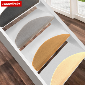 Velours-Stufenmatte | Wien | Halbrunde, rutschfeste Treppenmatte aus robustem Polypropylen | Treppenschutz, schalldämmend & antistatisch | Erhältlich in 4 modernen Farben