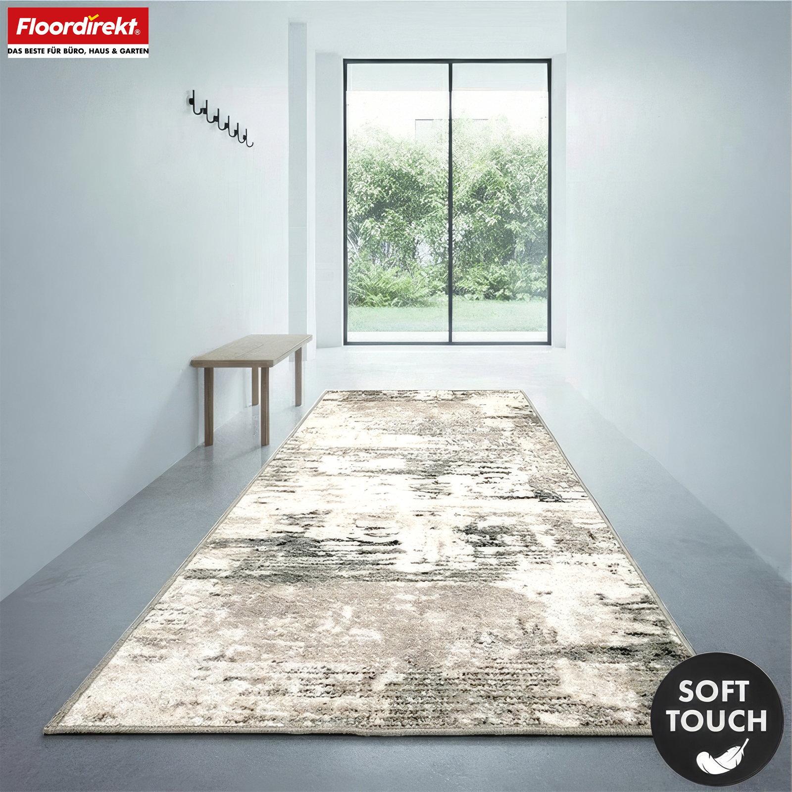 Teppichläufer | Ravena | Moderner Läufer in Anthrazit, Braun & Sand | Abstraktes Design mit rutschhemmender Gel-Rückseite