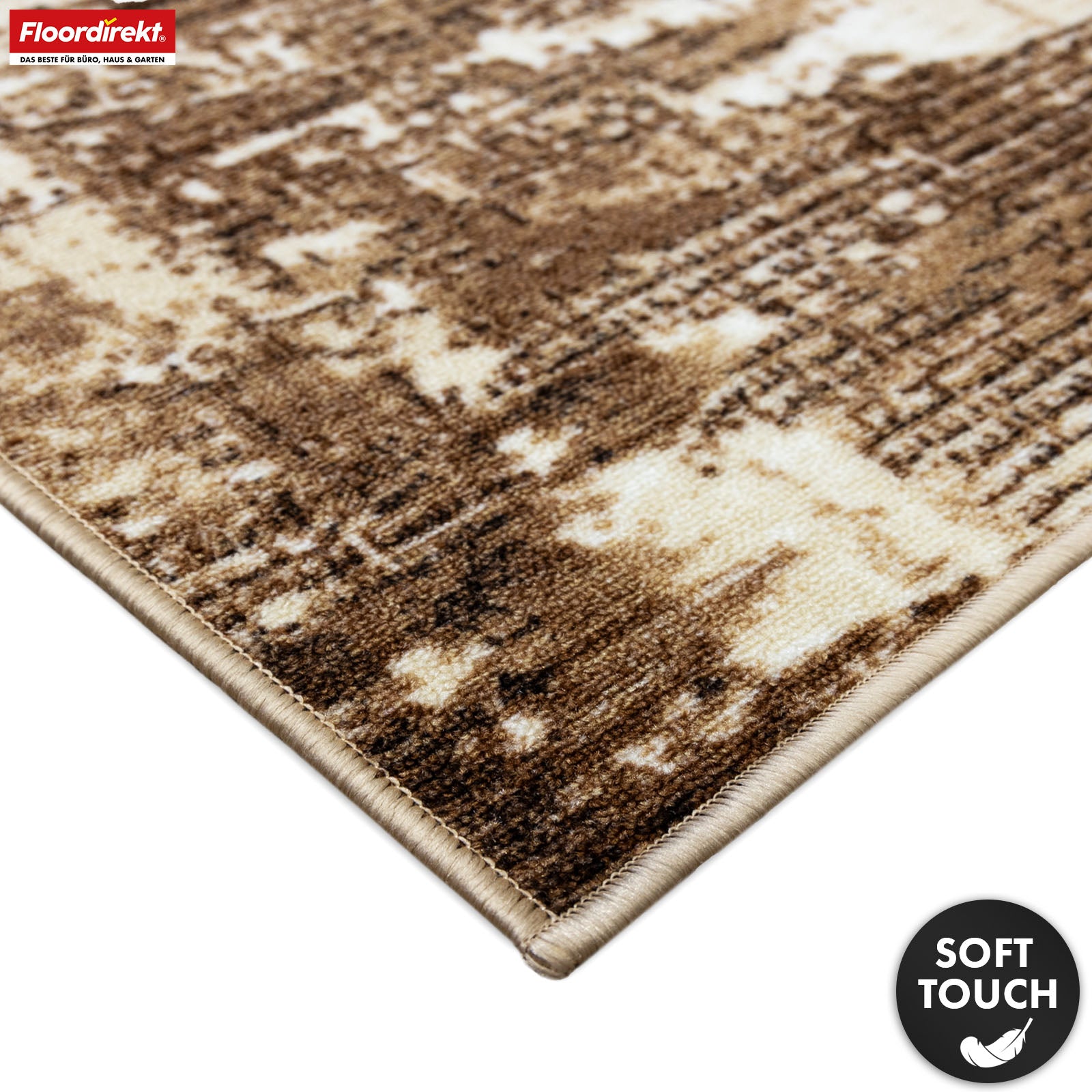 Teppichläufer | Ravena | Moderner Läufer in Anthrazit & Braun | Abstraktes Design mit rutschhemmender Gel-Rückseite | Strapazierfähig & pflegeleicht