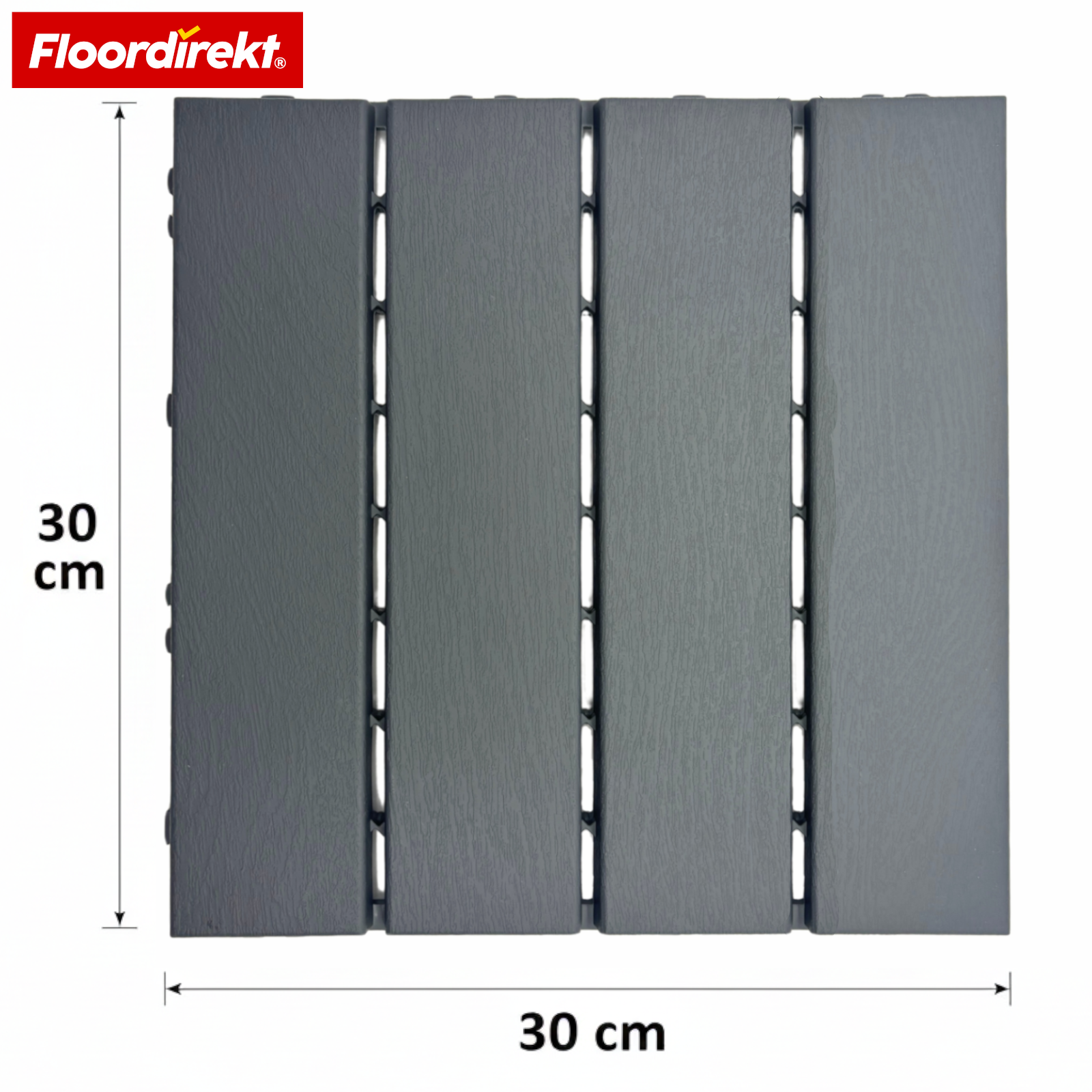 Terrassenfliesen | Elyse | Grau | 30x30 cm Klickfliesen aus Polypropylen | Wetterfest, pflegeleicht & einfach verlegbar